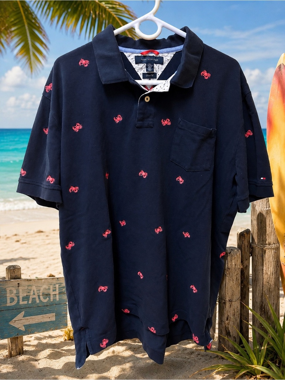 Tommy Hilfiger Navy Polo with Red Crab Embroidery